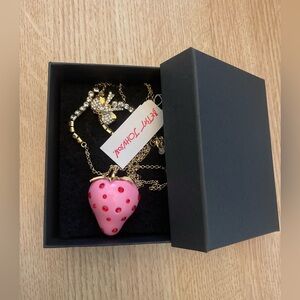 Betsey Johnson Pink Strawberry Necklace NWTS